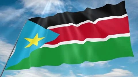 South Sudan Flag Seamless Loop 4k 60fps on Sky Background Stock Footage 341766990