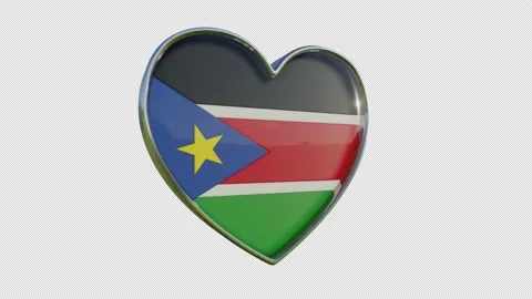 South Sudan Flag in the Shape of 3D Heart. Video stock 140580396