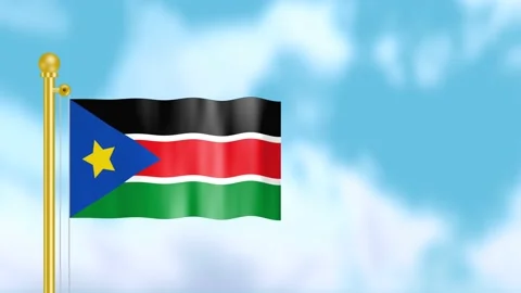 South Sudan flag in sky Stock Footage 197037571