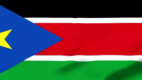 South Sudan flag waving in the wind with transparent background Video stock 343317408