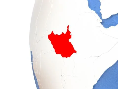 South Sudan on globe Stock Illustration