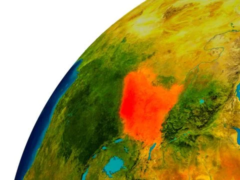 South Sudan on globe Stock Illustration