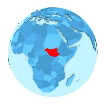 South Sudan on globe isolated Stock Illustration