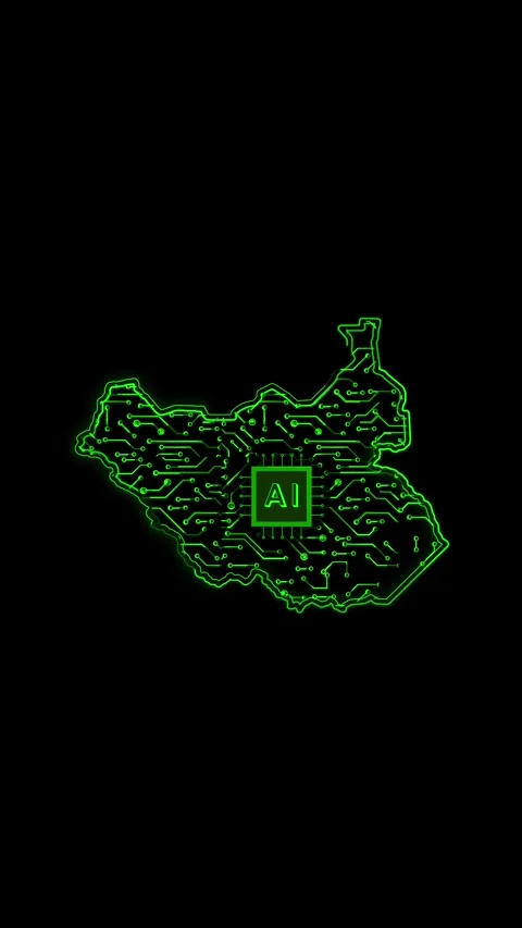 South Sudan Map AI Chipset Technology Opener Vídeo Stock 337172745