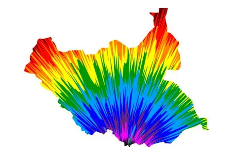 South Sudan - map is designed rainbow abstract colorful pattern, Republic of 스톡 일러스트