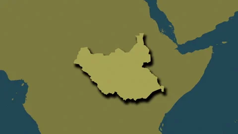 South Sudan map - extract. Shadow. Pattern. Labels Stock Footage 178365217