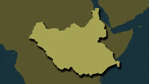 South Sudan map - extract. Shadow. Pattern. Labels Stock Footage 322518199