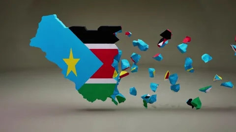 South Sudan Map With Flag Stock Footage 323842630