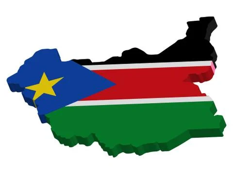 South Sudan Map Flag Vector 3D 스톡 일러스트