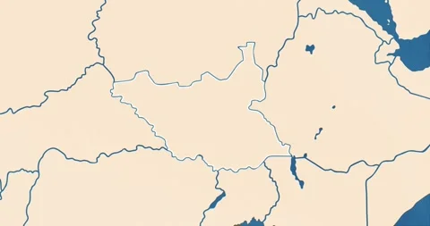 A south sudan map with most important cities and frontier lines Video stock 337432212