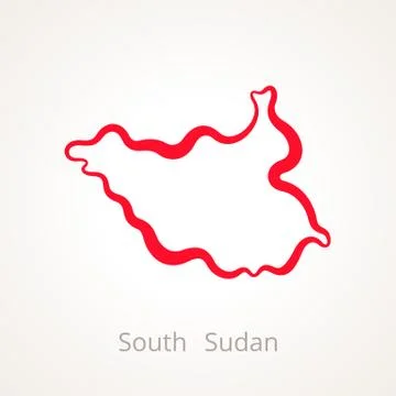 South Sudan - Outline Map Stock Illustration