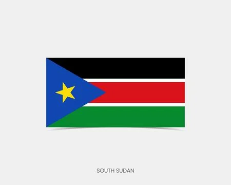 South Sudan Rectangle flag icon with shadow. Illustrazione stock