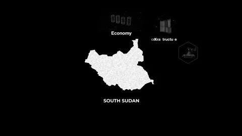 South Sudan technology map with animated charts Stock Footage 340997374