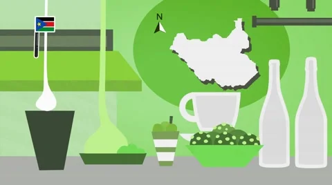 South Sudan - Vector Menu - Restaurant - Food and Drinks - green Stock Footage 67460644