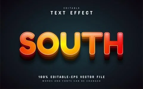 South text, editable 3d text effect Stock Illustration