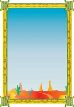 South western style frame Stock Illustration