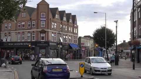 Southall street corner near London Stock Footage