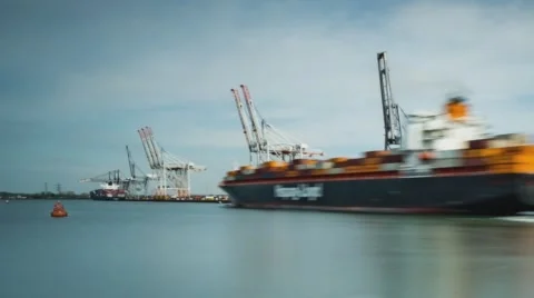 Southampton Container Port Time Lapse Day Static Stock Footage