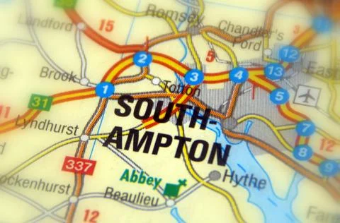 Southampton on a map Stock Photos