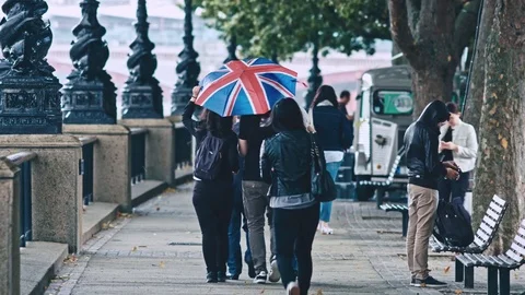 Southbank union flag umbrella b 库存影片 79077853