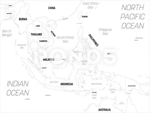 Southeast Asia map. High detailed political map of southeastern region ...