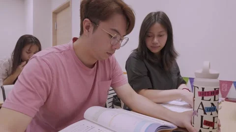 Southeast Asian Students Learning Traditional Chinese in Taiwan Classroom Stock Footage 340471003