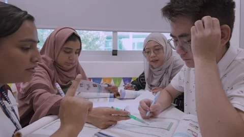 Southeast Asian Students Learning Traditional Chinese in Taiwan Classroom Stock Footage 340471089