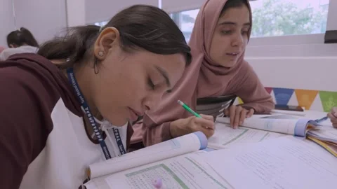 Southeast Asian Students Learning Traditional Chinese in Taiwan Classroom Stock Footage 340471124