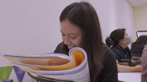 Southeast Asian Students Learning Traditional Chinese in Taiwan Classroom Stock Footage 340471146