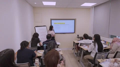 Southeast Asian Students Learning Traditional Chinese in Taiwan Classroom Stock Footage 340471324