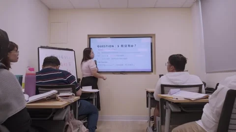 Southeast Asian Students Learning Traditional Chinese in Taiwan Classroom Stock Footage 340471342