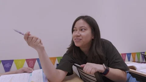 Southeast Asian Students Learning Traditional Chinese in Taiwan Classroom Stock Footage 340471350