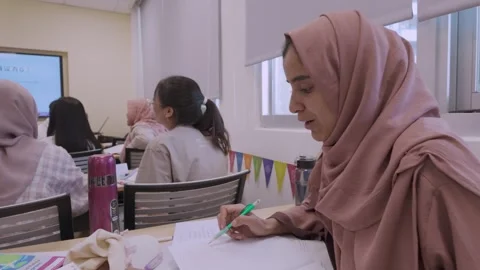 Southeast Asian Students Learning Traditional Chinese in Taiwan Classroom Stock Footage 340471441