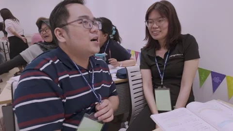 Southeast Asian Students Learning Traditional Chinese in Taiwan Classroom Stock Footage 340471450