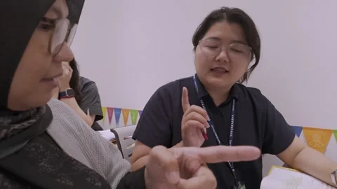 Southeast Asian Students Learning Traditional Chinese in Taiwan Classroom Stock Footage 340471453