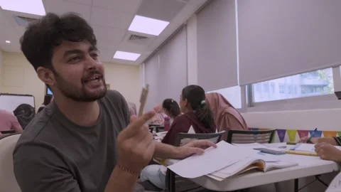 Southeast Asian Students Learning Traditional Chinese in Taiwan Classroom Stock Footage 340471529