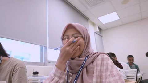 Southeast Asian Students Learning Traditional Chinese in Taiwan Classroom Stock Footage 340471692