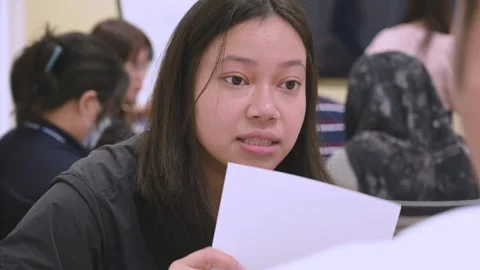 Southeast Asian Students Learning Traditional Chinese in Taiwan Classroom Stock Footage 340471761