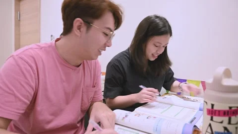 Southeast Asian Students Learning Traditional Chinese in Taiwan Classroom Stock Footage 340471831