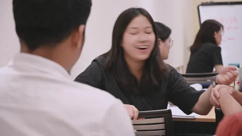 Southeast Asian Students Learning Traditional Chinese in Taiwan Classroom Stock Footage 340471878