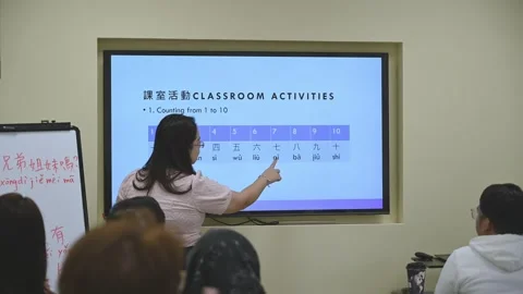 Southeast Asian Students Learning Traditional Chinese in Taiwan Classroom Stock Footage 340471986