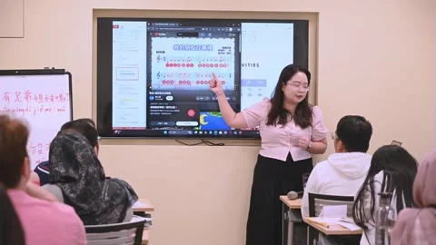 Southeast Asian Students Learning Traditional Chinese in Taiwan Classroom Stock Footage 340472003