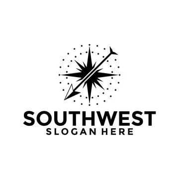 Southeast Compass logo design vector template, Creative compass logo with arr Ilustração Stock