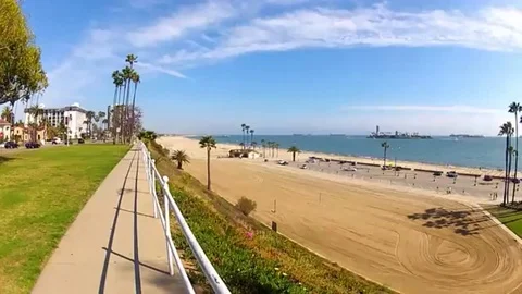 Southeasterly view of the beach and Bluff Park Stock Footage 98579197