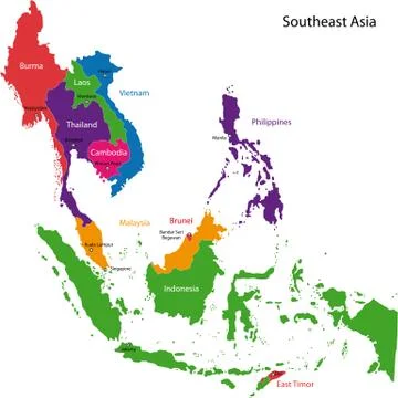 Southeastern Asia map Stock Illustration