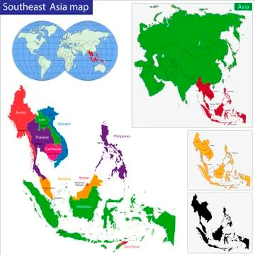 Southeastern Asia map Stock Illustration