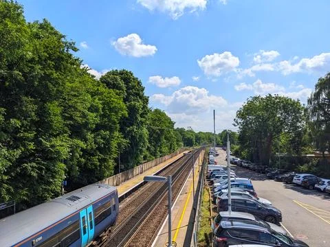 A Southeastern Railway train stopped at the platform of Meopham Station Stock Photos