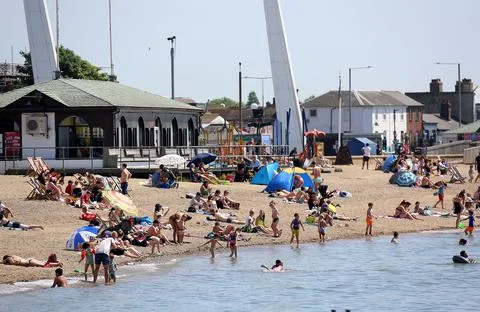 Southend Beach as Lockdown Eases, UK - 20 May 2020 Stock Photos