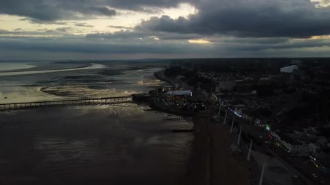 Southend seafront and pier by drone, 4K UHD Stock Footage 169371256