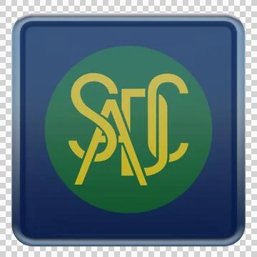 Southern African Development Community 3d illustration flag on pole. Wood Stock Illustration